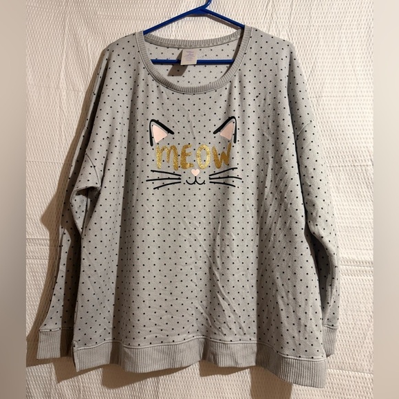 Secret Treasures Other - Secret Treasures 2X 18W 20W Pajama Sweatshirt Long Sleeve Graphic Meow